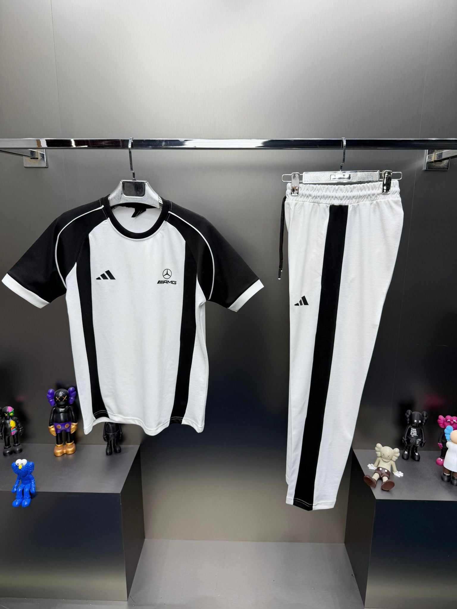 Adidas Amg Beyaz Siyah İthal Yazlık Eşofman Takımı