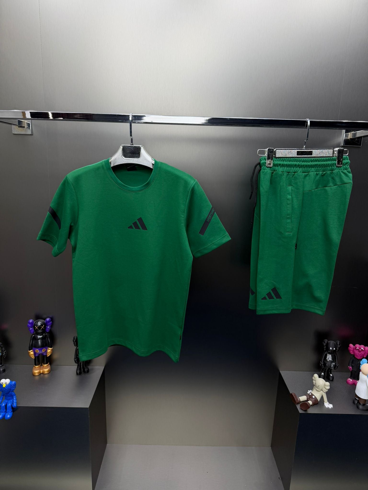 Adidas Yeşil İthal Şortlu Eşofman Takımı