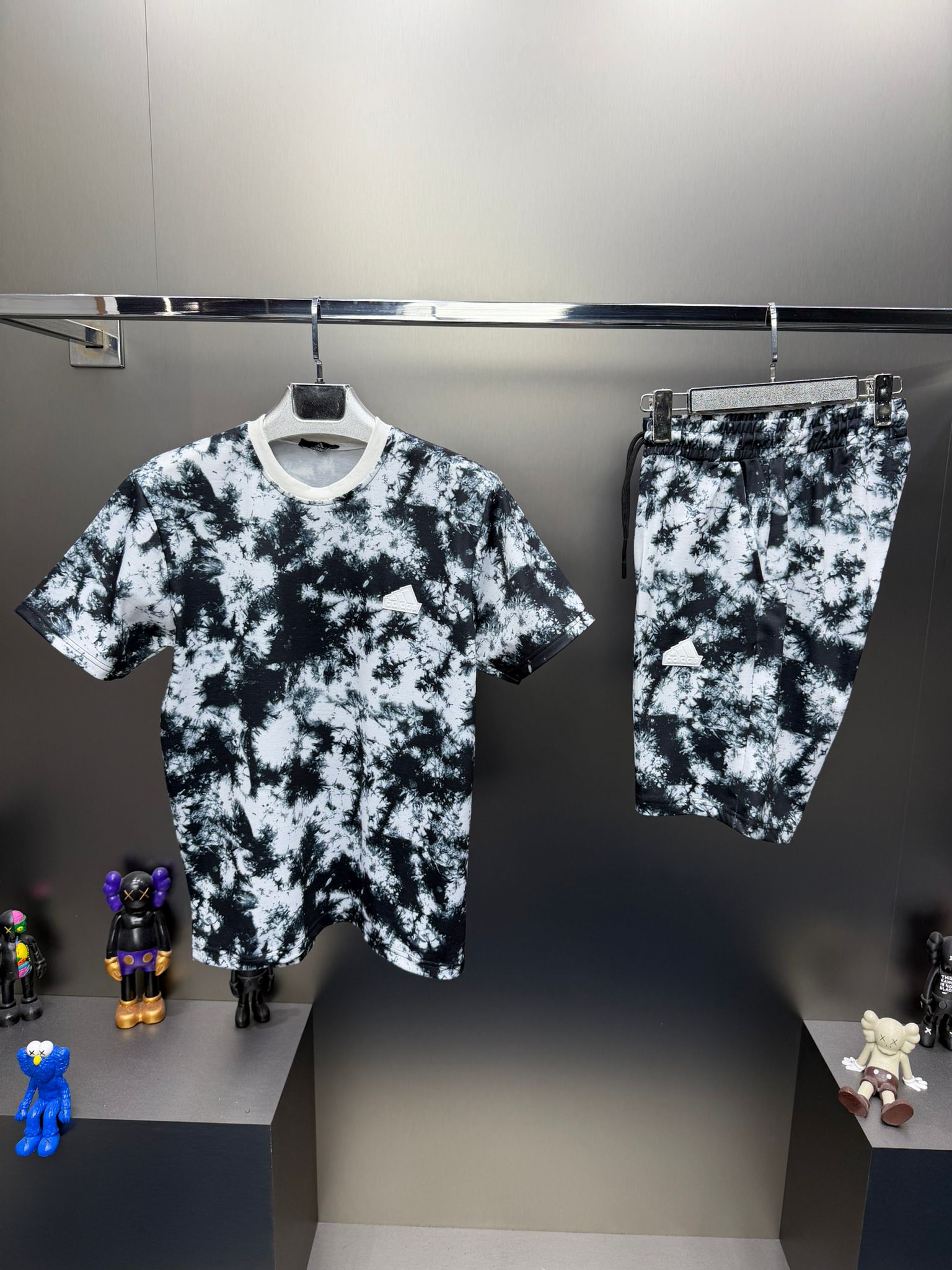 Adidas Siyah Beyaz İthal Şortlu Eşofman Takımı