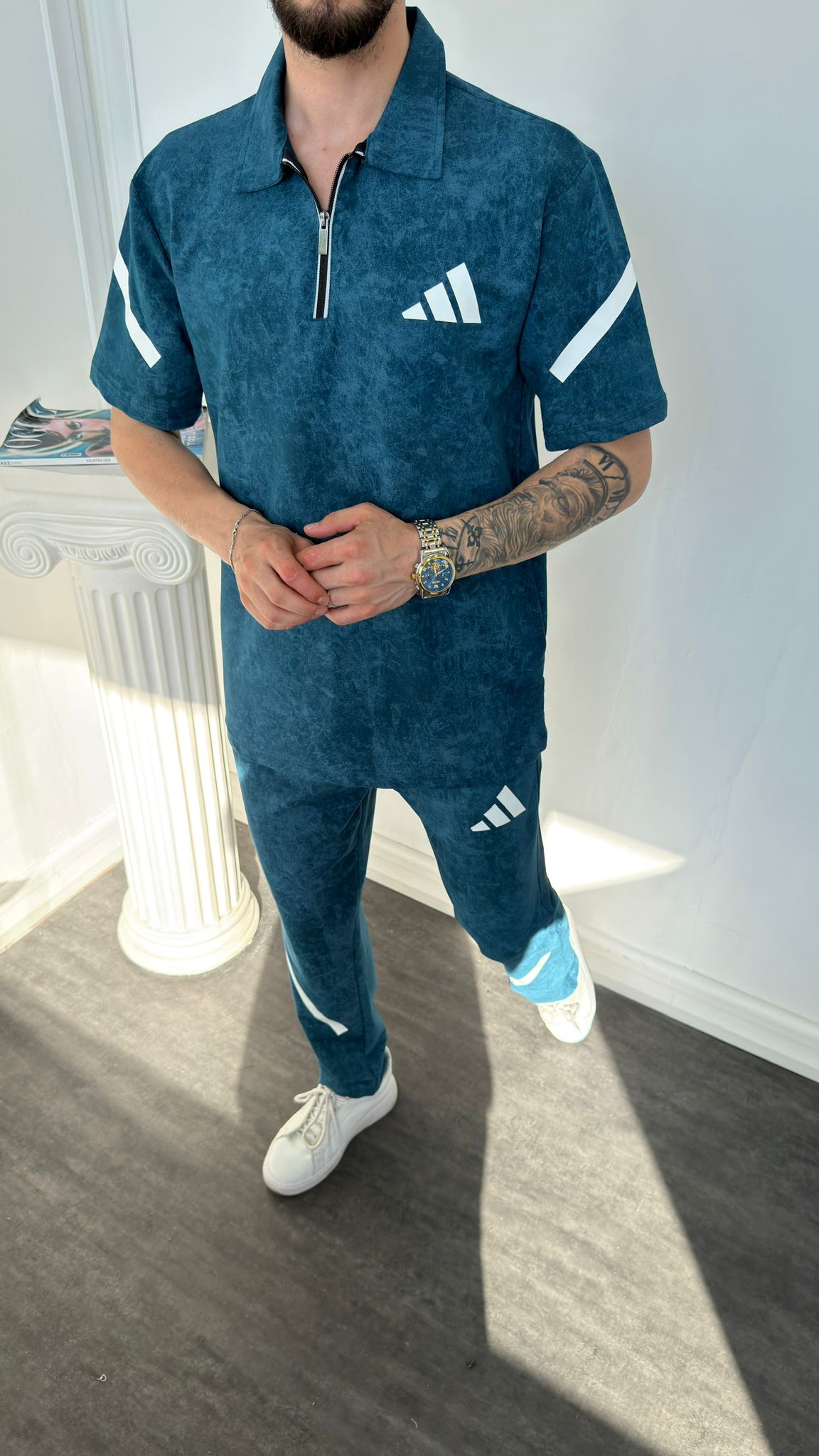Adidas Mavi İthal Yazlık Eşofman Takımı
