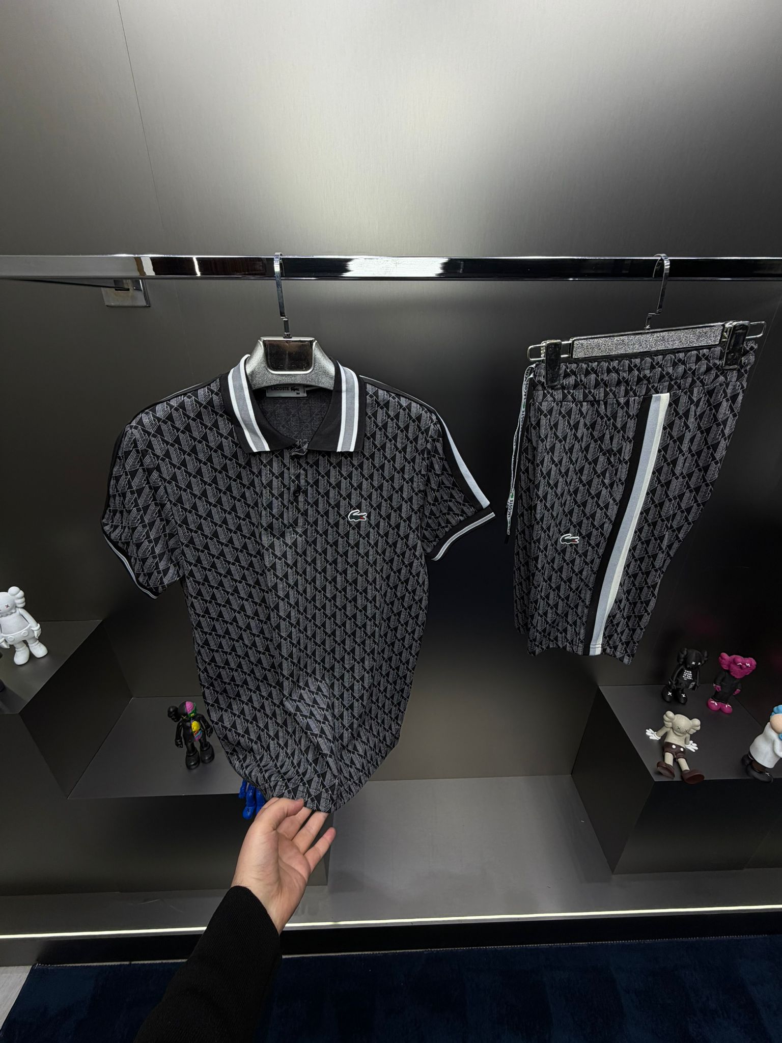Lacoste Siyah İthal Şortlu Eşofman Takımı