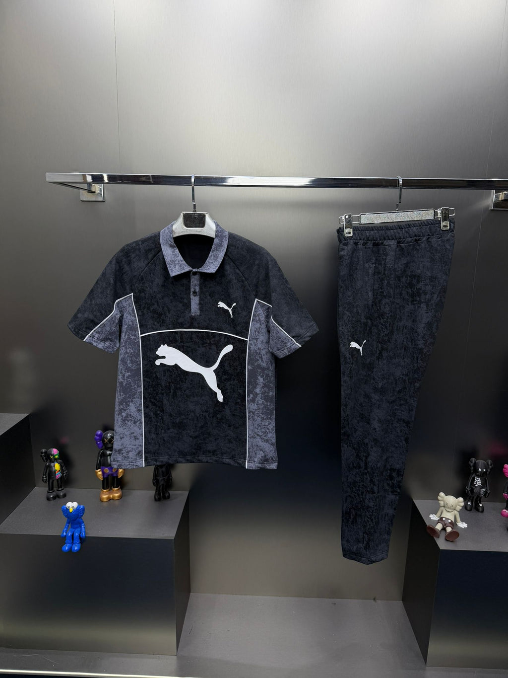 Puma Siyah Mavi İthal Yazlık Eşofman Takımı