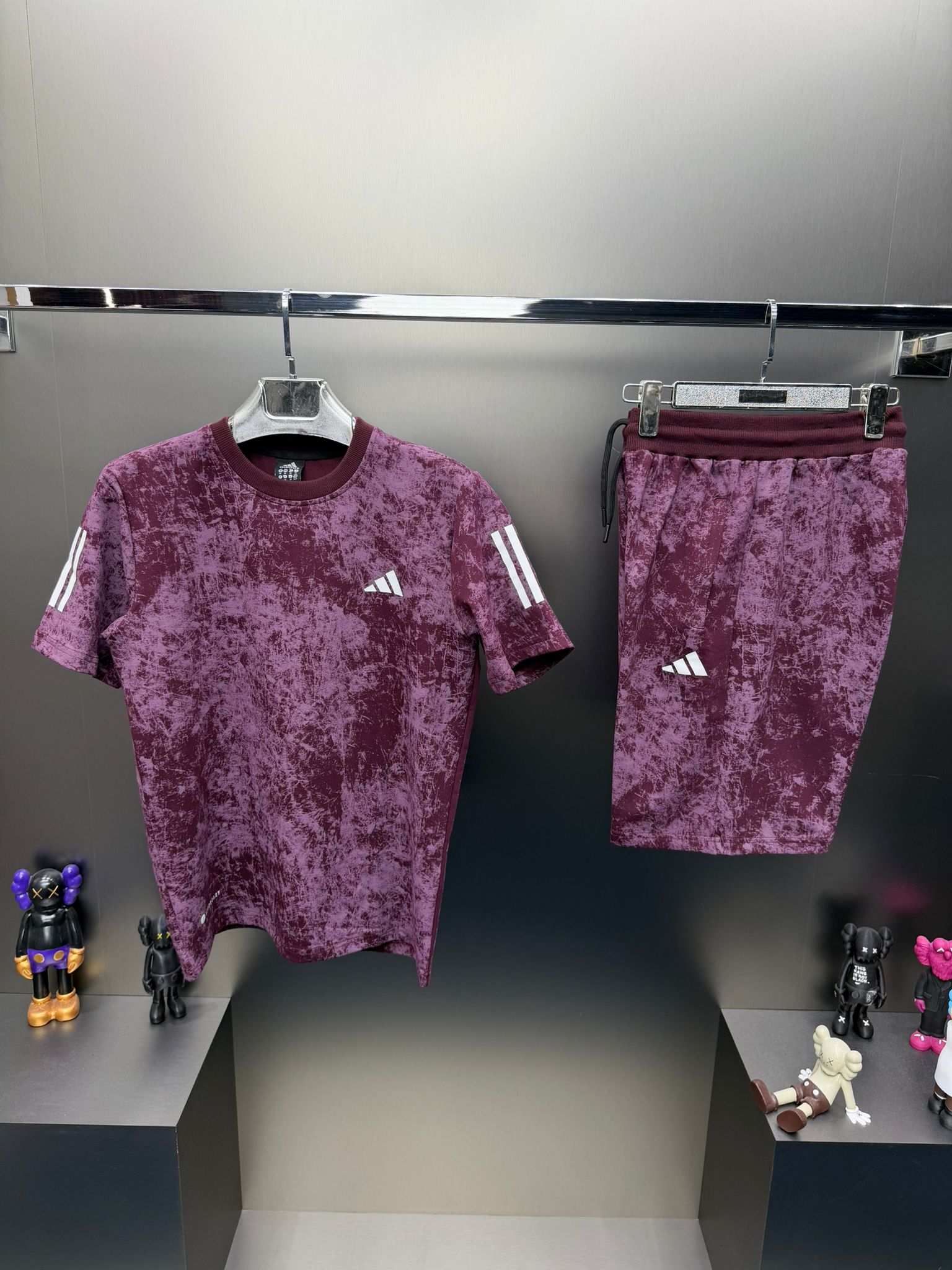 Adidas Bordo İthal Şortlu Eşofman Takımı