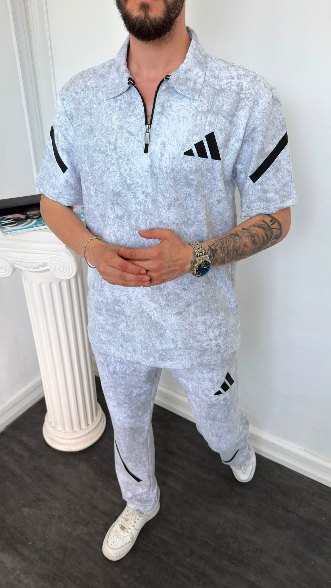 Adidas Gri İthal Yazlık Eşofman Takımı