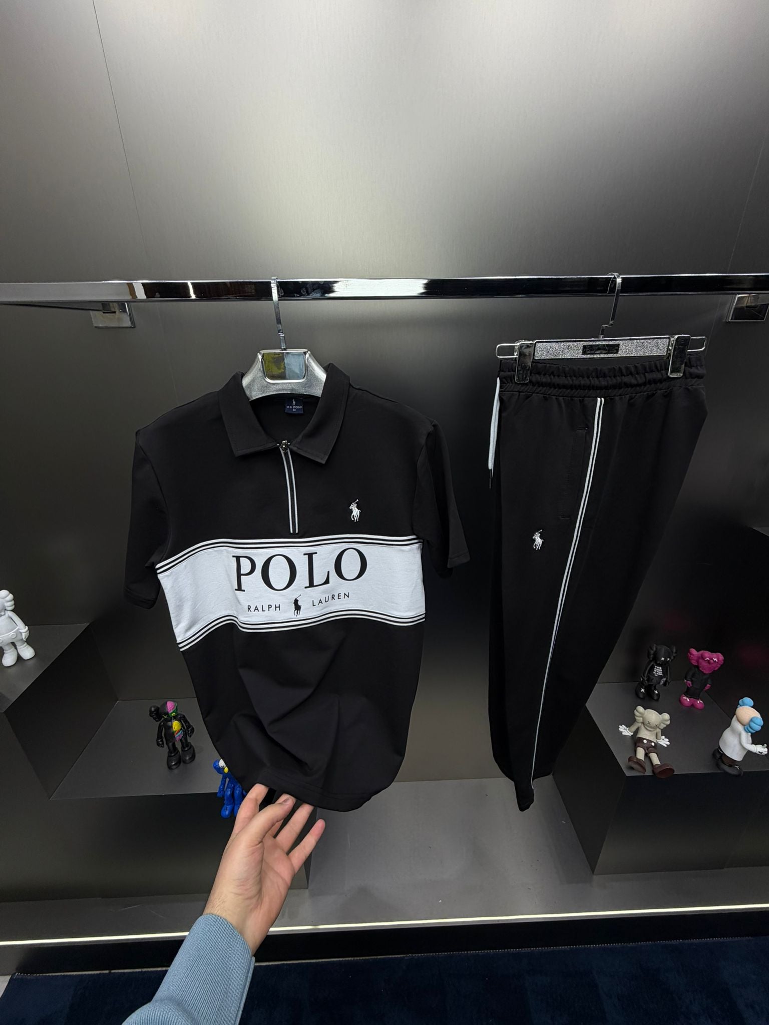 Polo Siyah İthal Yazlık Eşofman Takımı