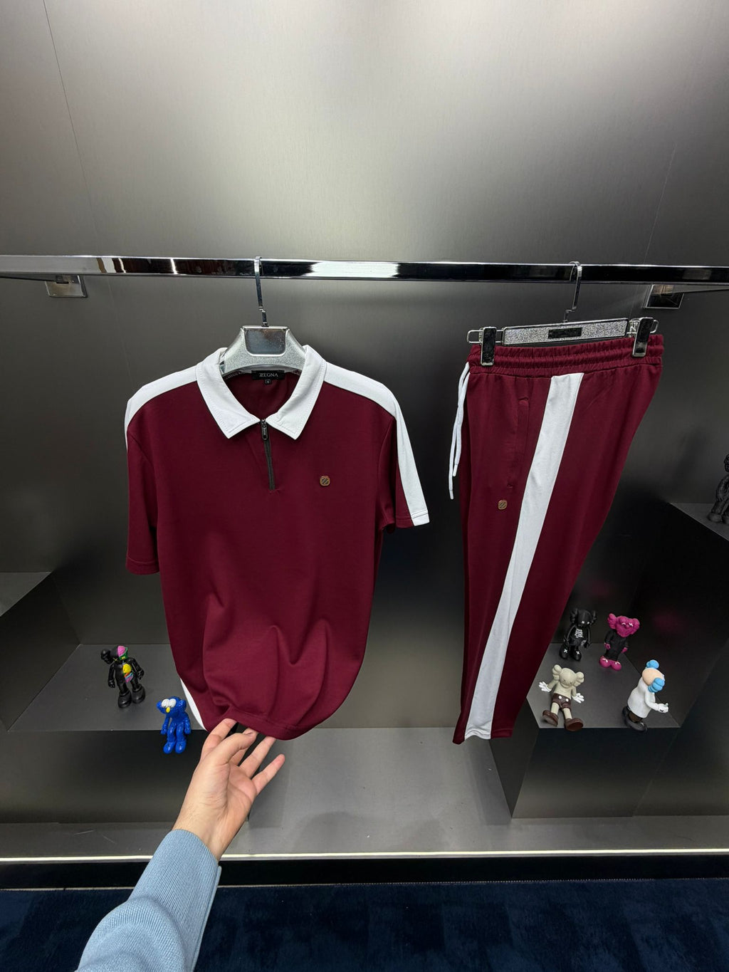 Zegna Bordo İthal Yazlık Eşofman Takımı