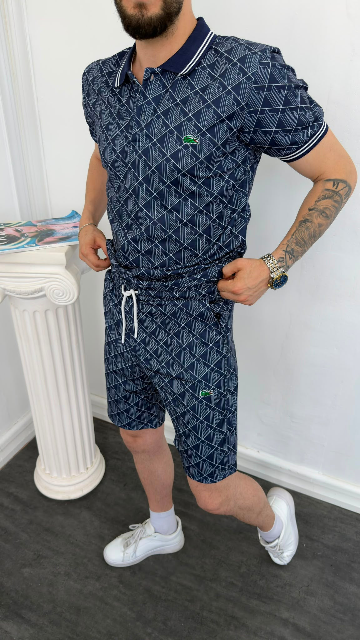 Lacoste Siyah İthal Şortlu Eşofman Takımı