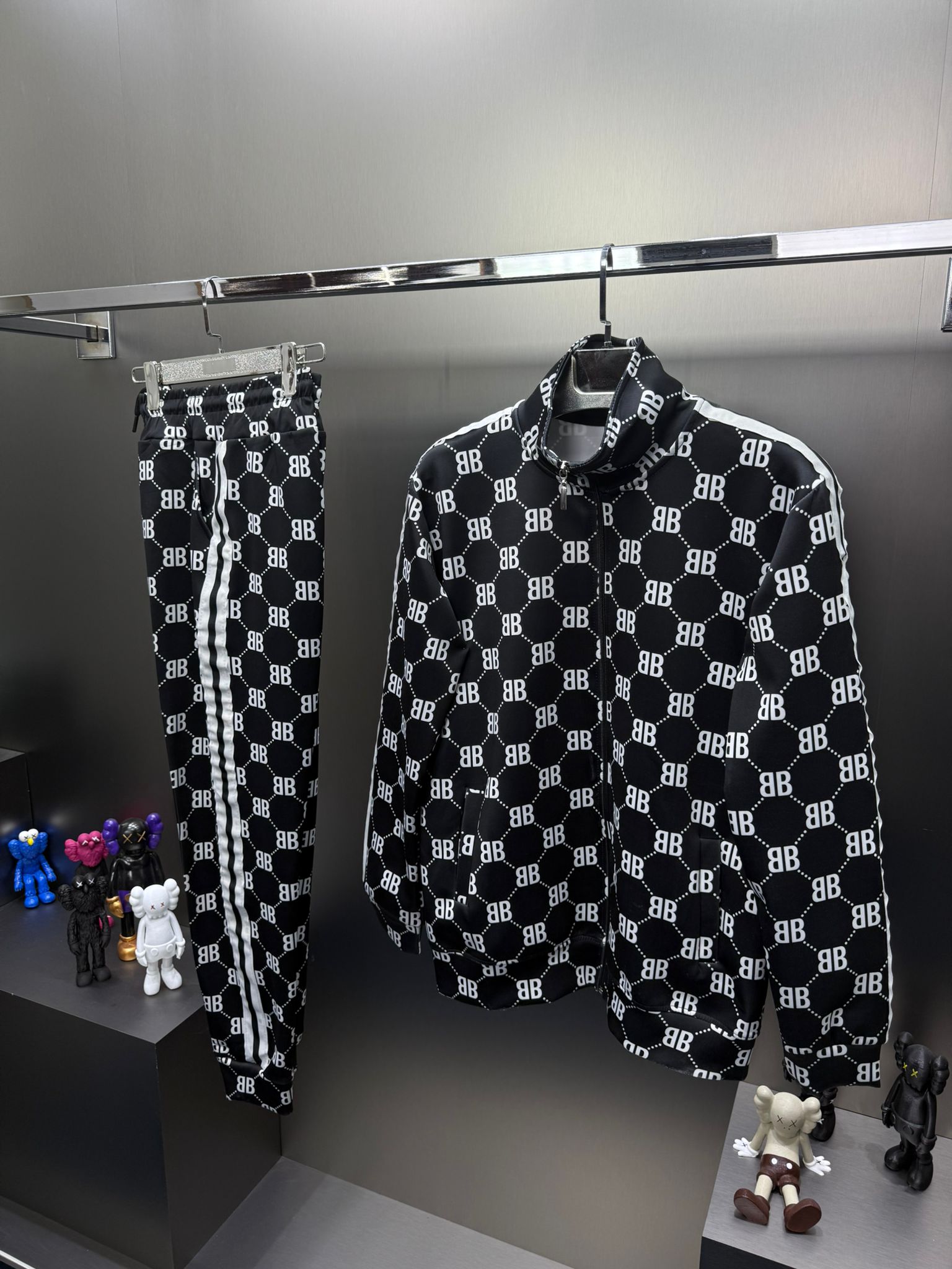 Balenc!aga Monogram Siyah İthal Eşofman Takım