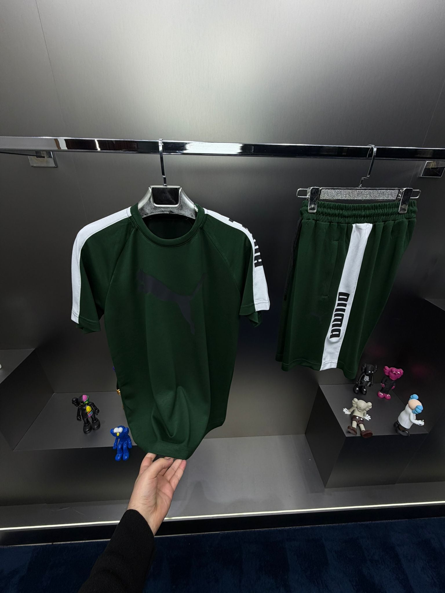 Puma Koyu Yeşil İthal Şortlu Eşofman Takımı