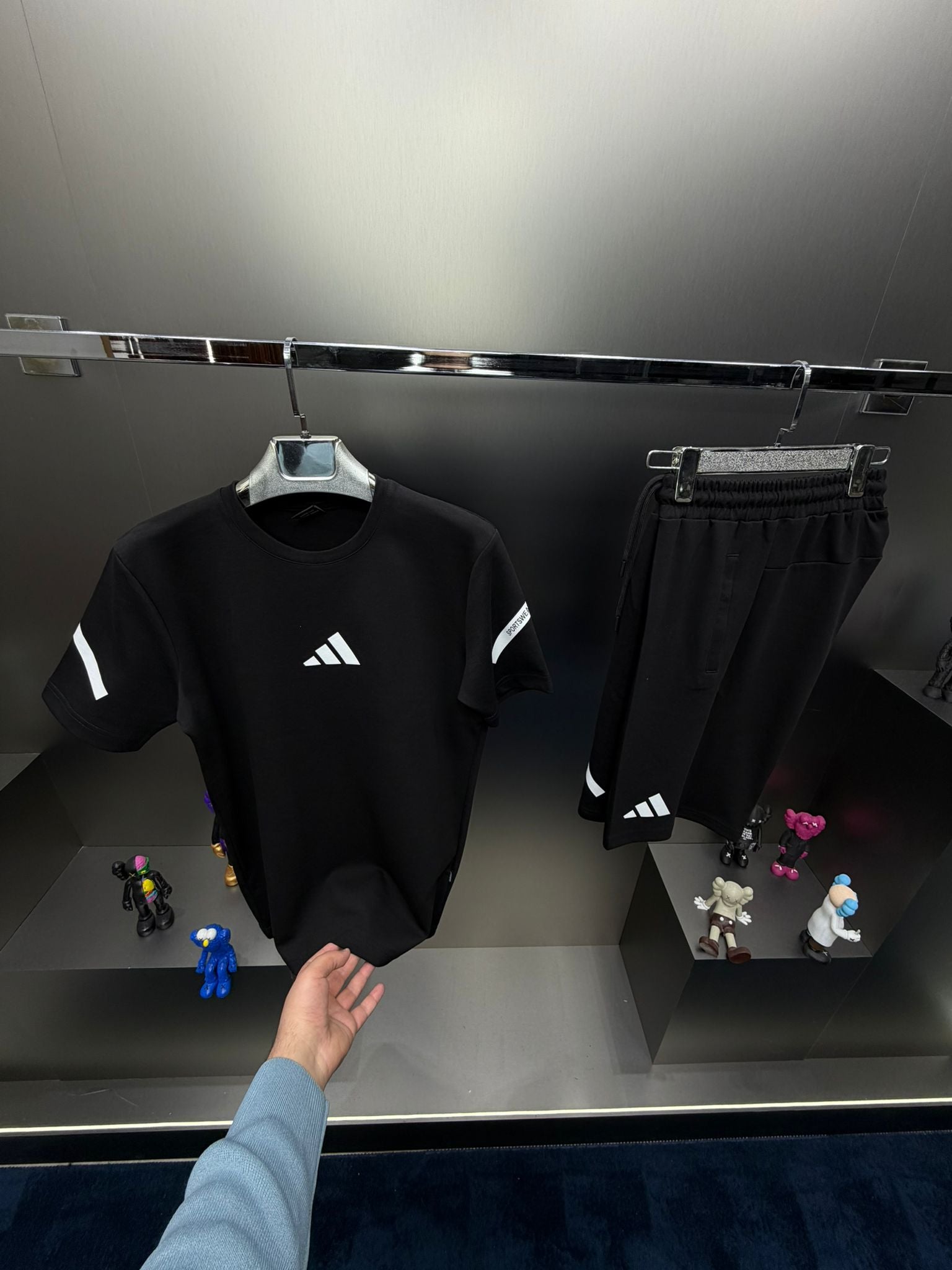 Adidas Siyah İthal Şortlu Eşofman Takımı