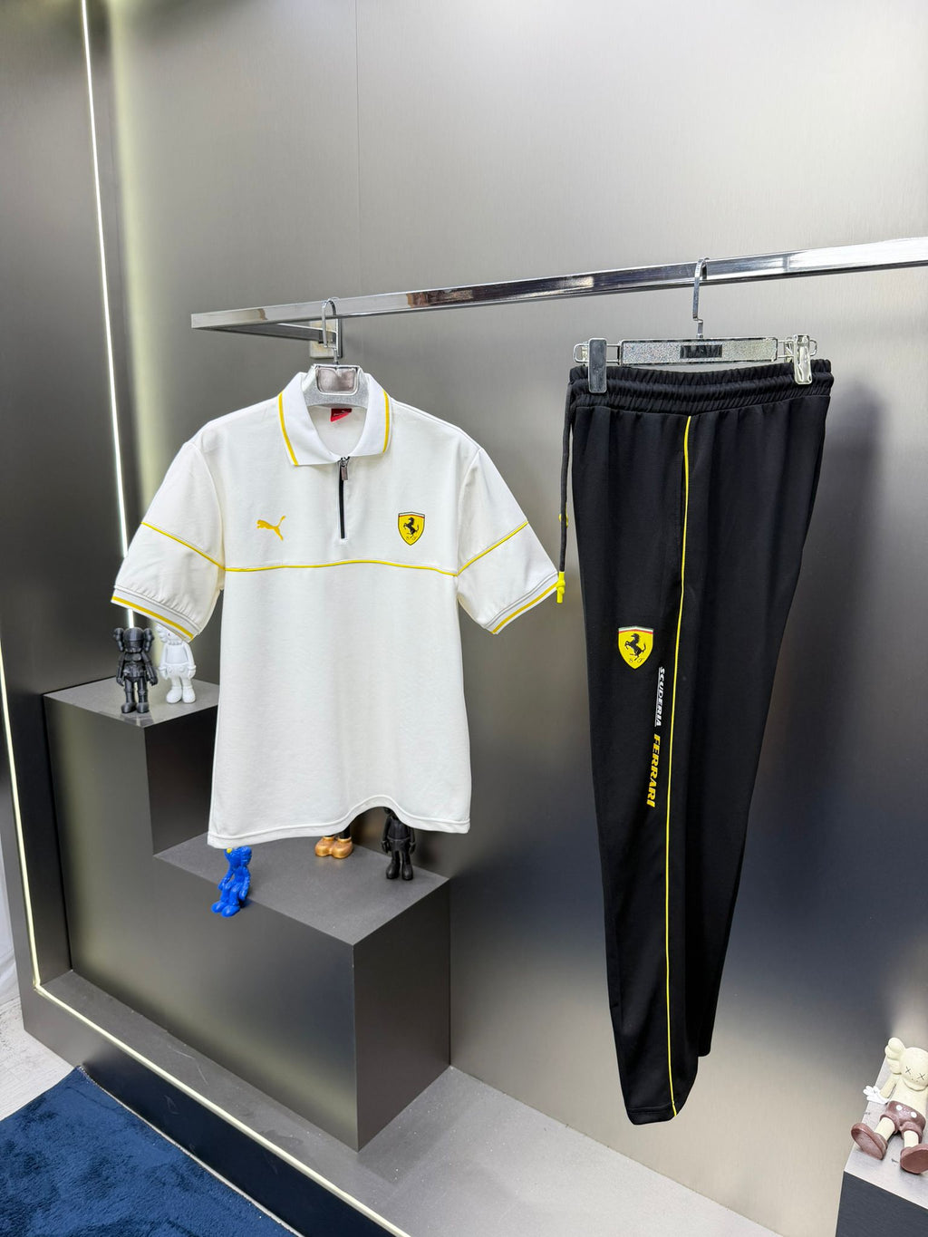 Puma Ferrari Beyaz Siyah İthal Yazlık Eşofman Takımı