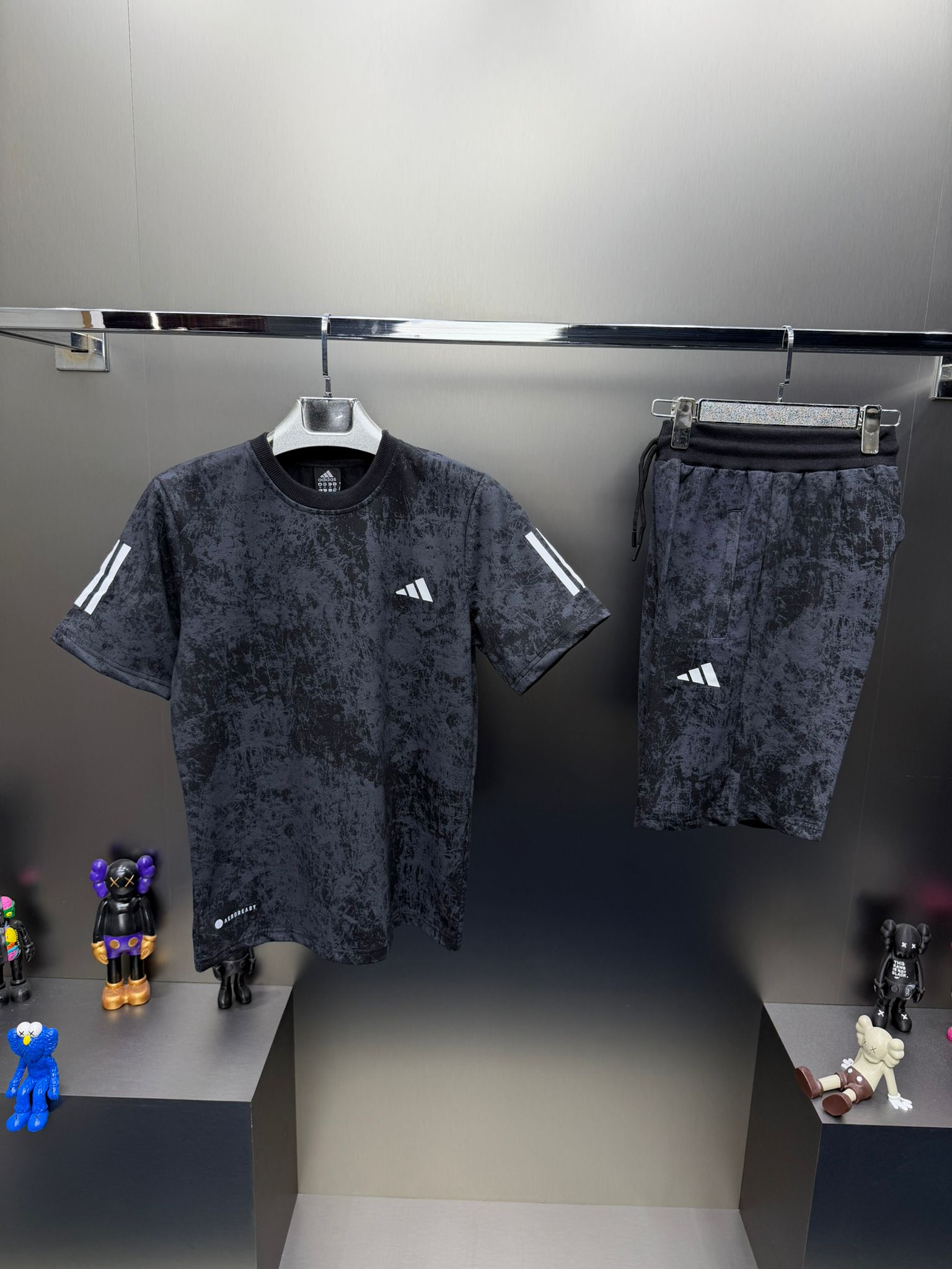 Adidas Gri İthal Şortlu Eşofman Takımı