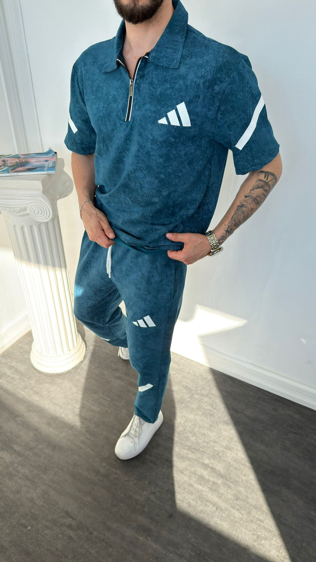 Adidas Mavi İthal Yazlık Eşofman Takımı