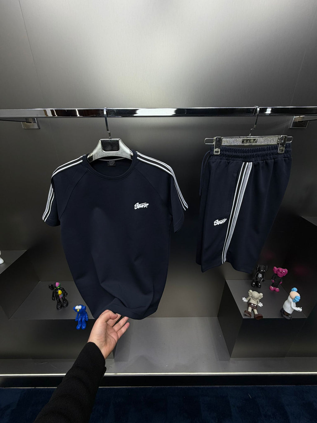 Pull & Bear Lacivert İthal Şortlu Eşofman Takımı